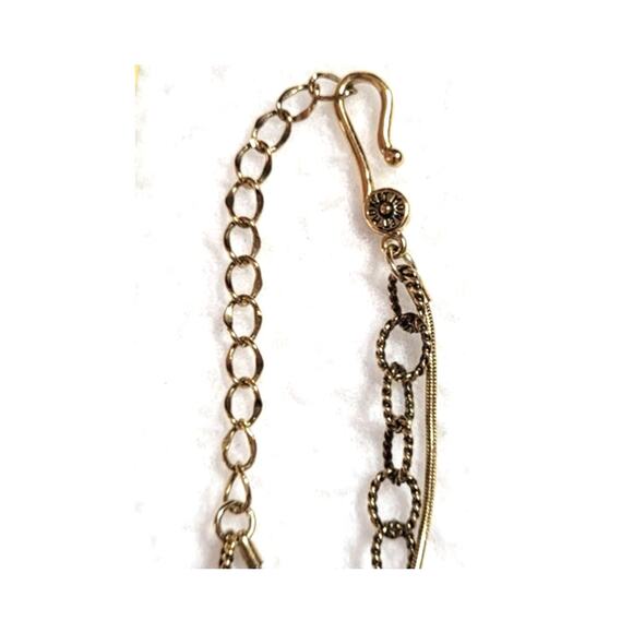 Vtg Monet Double Strand Goldtone Necklace Teardrop Shell MCM 60s 70s Hook Clasp - Picture 5 of 5